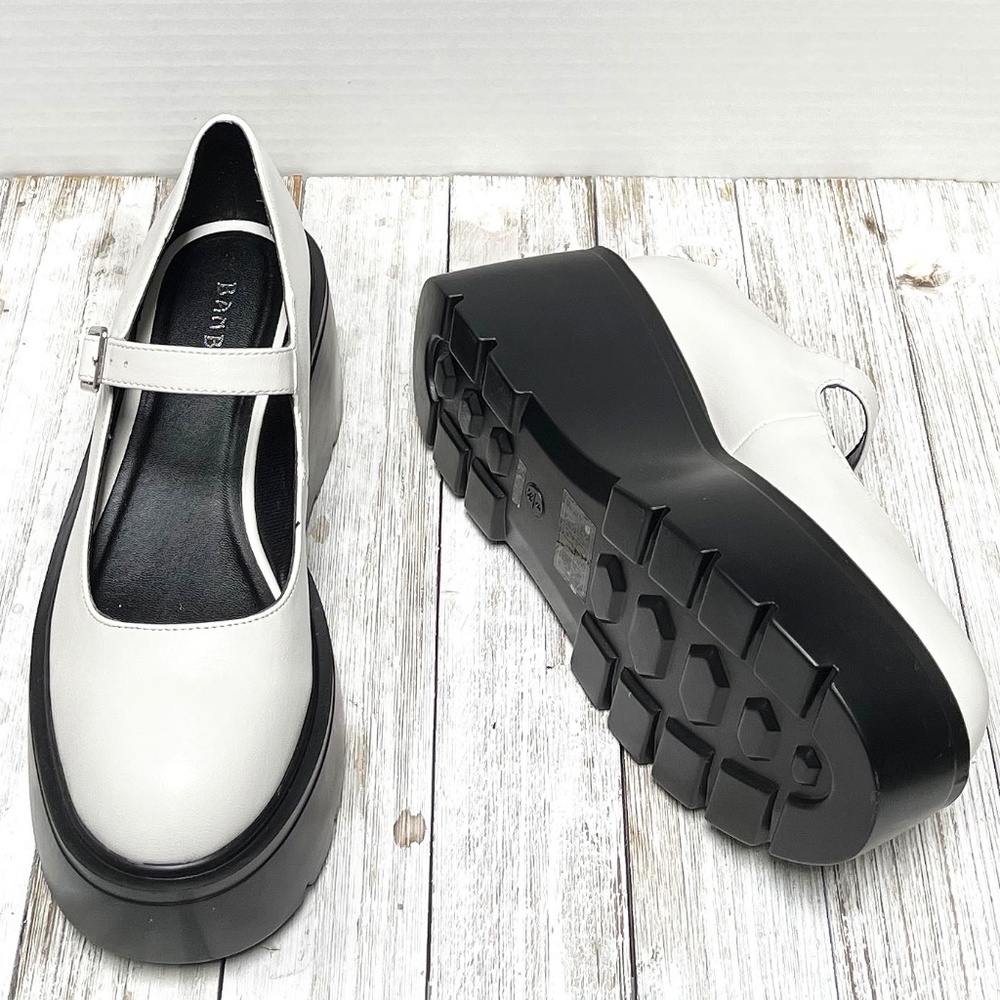 New White Platform Mary Jane Wedge Ballet Flats - Picture 6 of 7